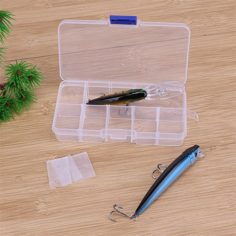 Mini Transparent Bait Square Hook Lure Flying Fishing Tackle Box