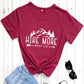 Hike More Worry Less Women's T Shirt Outdoors O-Neck Pullover Short Sleeve Tops Hiking Tees Vacation Shirts