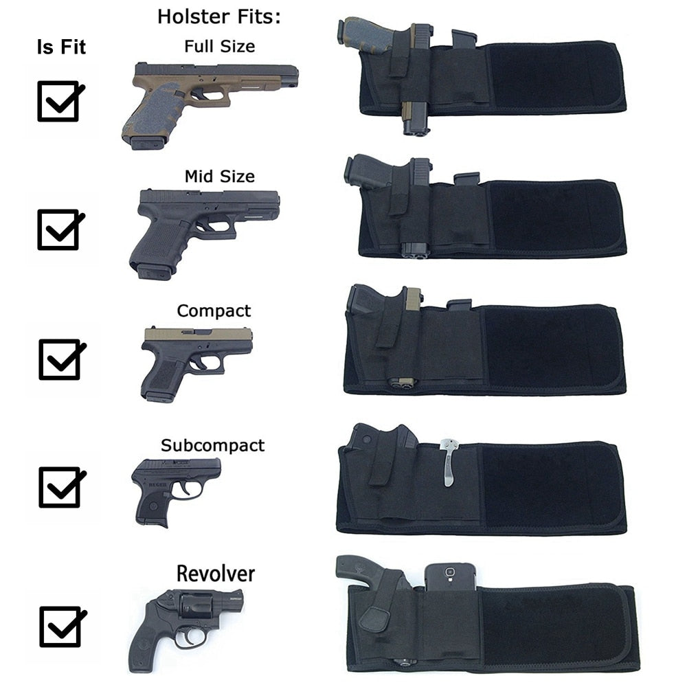 Tactical Belly Gun Holster Belt Concealed Carry Waist Band Pistol Holder Magazine Bag Military Army Invisible Waistband Holster