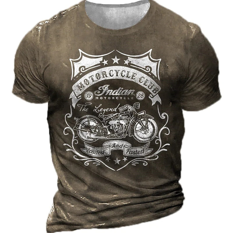 Motorcycle T-shirt For Men Motor Biker Vintage Short Sleeve Old Man Tee Shirt