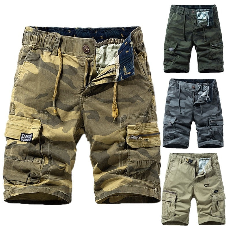 New Summer Men Cotton Cargo Camouflage Shorts