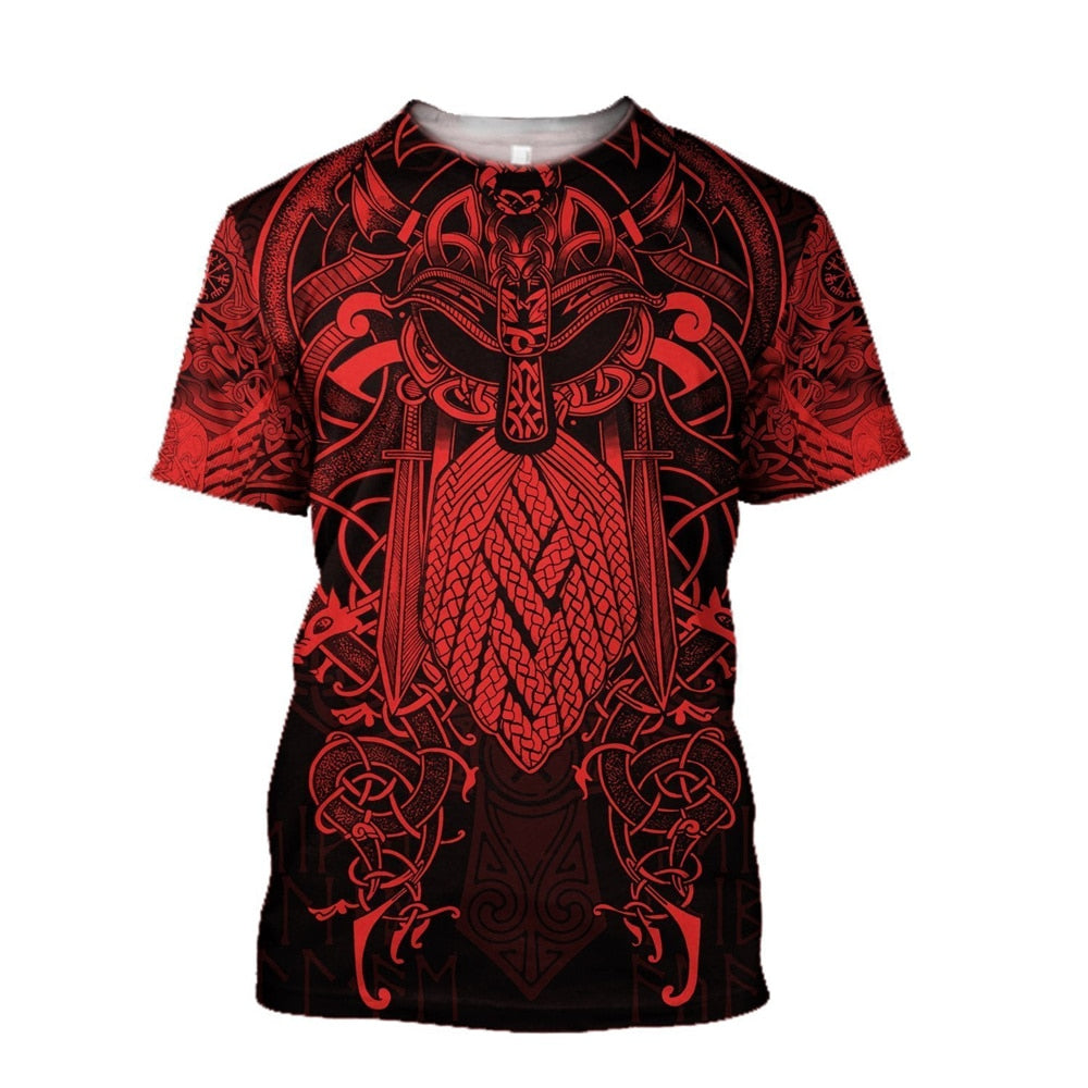 Viking New Men's T-shirt Summer Rock Punk Top Casual Breathable Men's Short Sleeve Street O-Neck Oversized Unisex T-shirt
